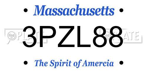 3PZL88 Massachusetts License Plate