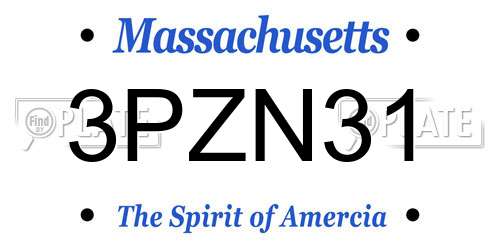 3PZN31 Massachusetts License Plate