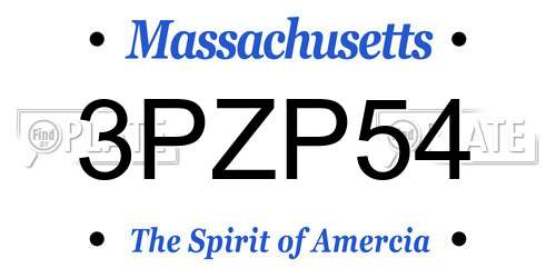 3PZP54 Massachusetts License Plate