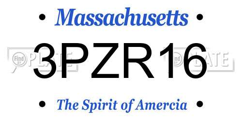 3PZR16 Massachusetts License Plate