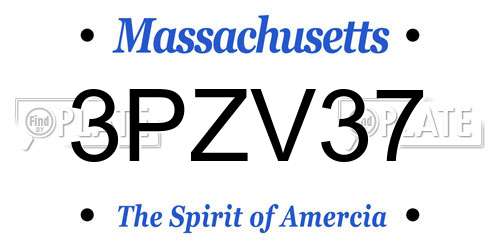3PZV37 Massachusetts License Plate