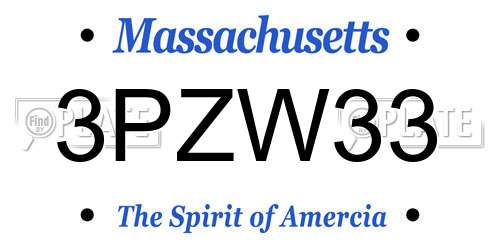 3PZW33 Massachusetts License Plate