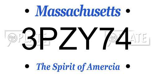 3PZY74 Massachusetts License Plate