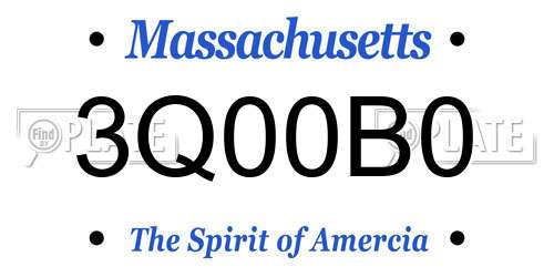 3Q00B0 Massachusetts License Plate