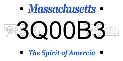 3Q00B3 Massachusetts License Plate