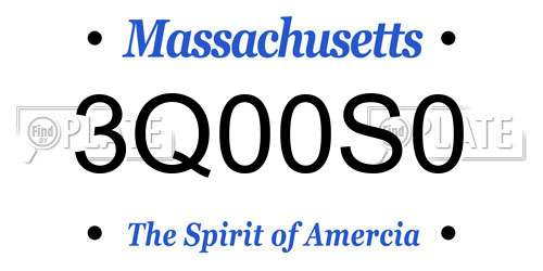 3Q00S0 Massachusetts License Plate