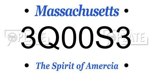 3Q00S3 Massachusetts License Plate