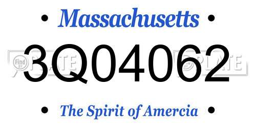 3Q04062 Massachusetts License Plate