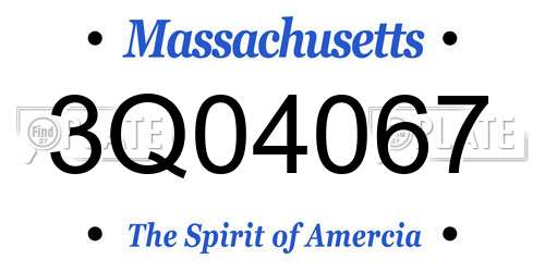 3Q04067 Massachusetts License Plate