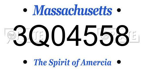 3Q04558 Massachusetts License Plate