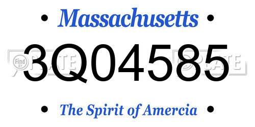 3Q04585 Massachusetts License Plate