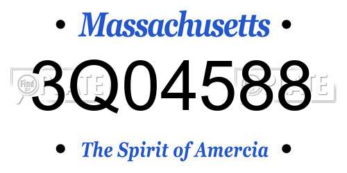 3Q04588 Massachusetts License Plate
