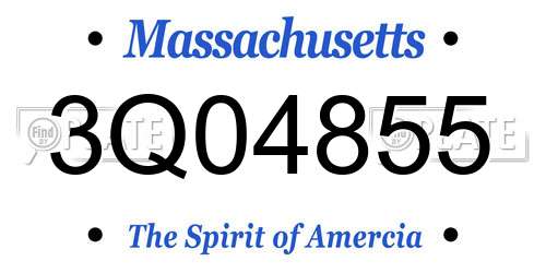 3Q04855 Massachusetts License Plate