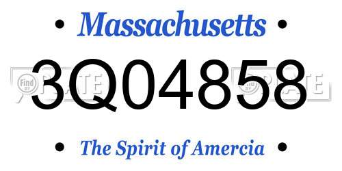3Q04858 Massachusetts License Plate