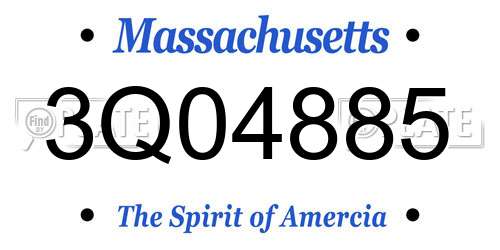 3Q04885 Massachusetts License Plate
