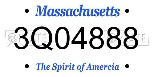 3Q04888 Massachusetts License Plate