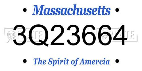 3Q23664 Massachusetts License Plate