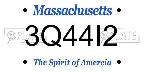 3Q44I2 Massachusetts License Plate