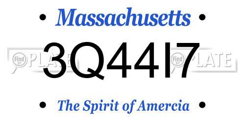 3Q44I7 Massachusetts License Plate