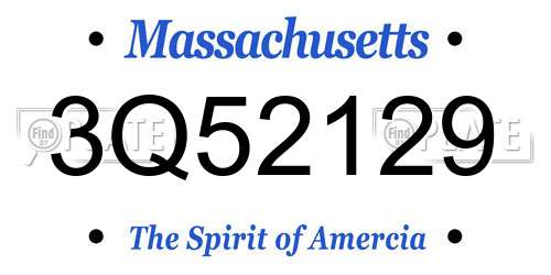 3Q52129 Massachusetts License Plate