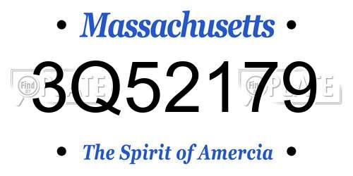3Q52179 Massachusetts License Plate