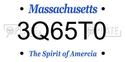 3Q65T0 Massachusetts License Plate