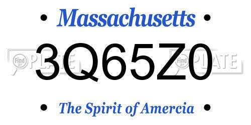 3Q65Z0 Massachusetts License Plate