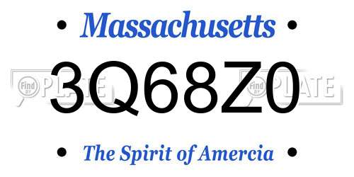 3Q68Z0 Massachusetts License Plate