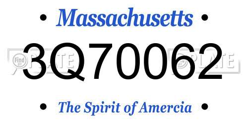 3Q70062 Massachusetts License Plate