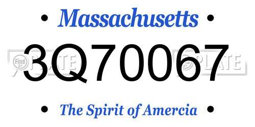 3Q70067 Massachusetts License Plate