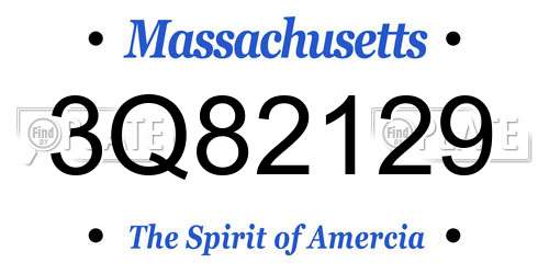 3Q82129 Massachusetts License Plate