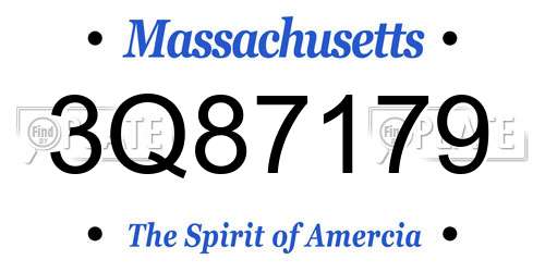 3Q87179 Massachusetts License Plate