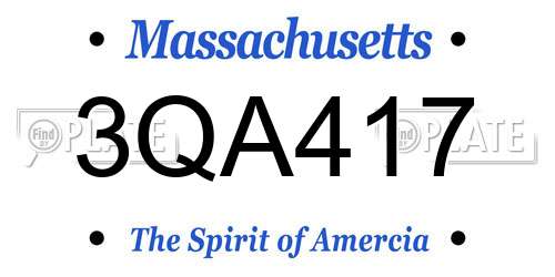 3QA417 Massachusetts License Plate