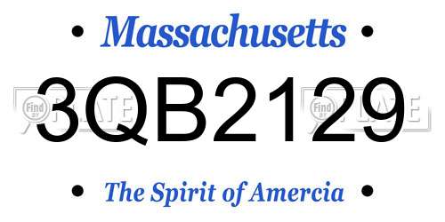 3QB2129 Massachusetts License Plate