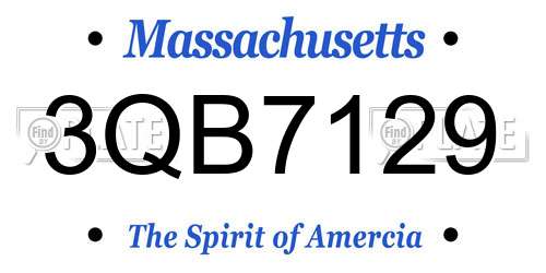 3QB7129 Massachusetts License Plate