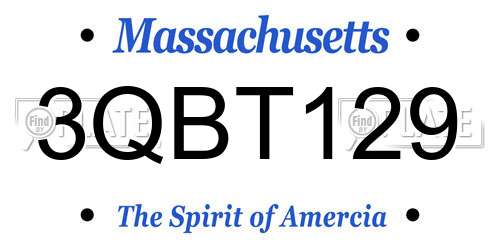 3QBT129 Massachusetts License Plate