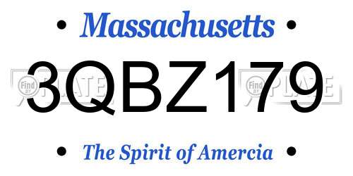 3QBZ179 Massachusetts License Plate