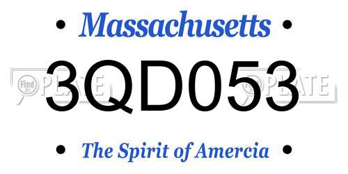 3QD053 Massachusetts License Plate