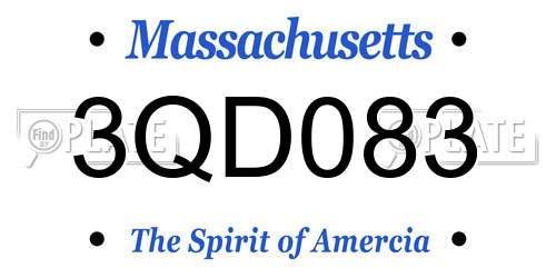 3QD083 Massachusetts License Plate