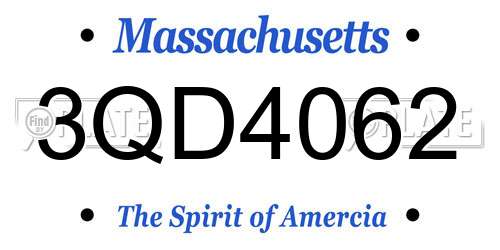 3QD4062 Massachusetts License Plate