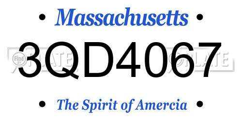 3QD4067 Massachusetts License Plate