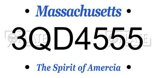 3QD4555 Massachusetts License Plate