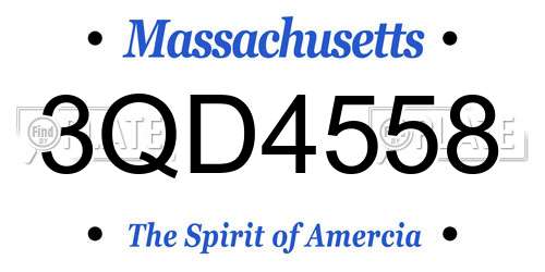 3QD4558 Massachusetts License Plate