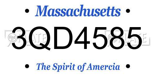 3QD4585 Massachusetts License Plate