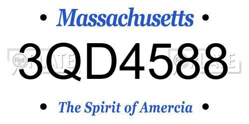 3QD4588 Massachusetts License Plate