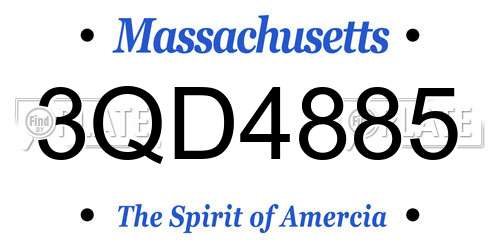 3QD4885 Massachusetts License Plate