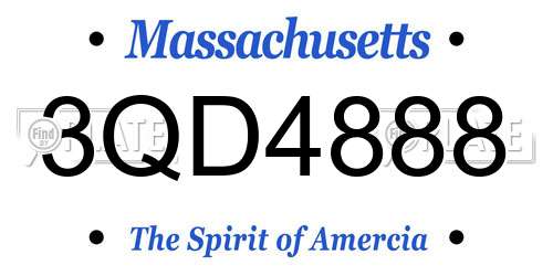 3QD4888 Massachusetts License Plate