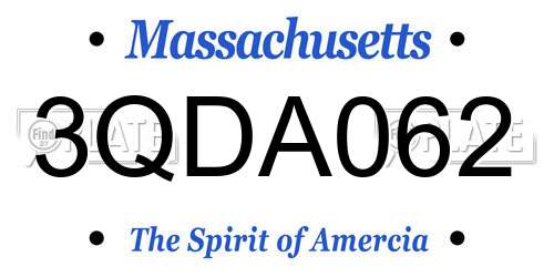 3QDA062 Massachusetts License Plate