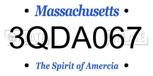 3QDA067 Massachusetts License Plate