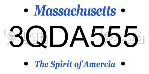3QDA555 Massachusetts License Plate